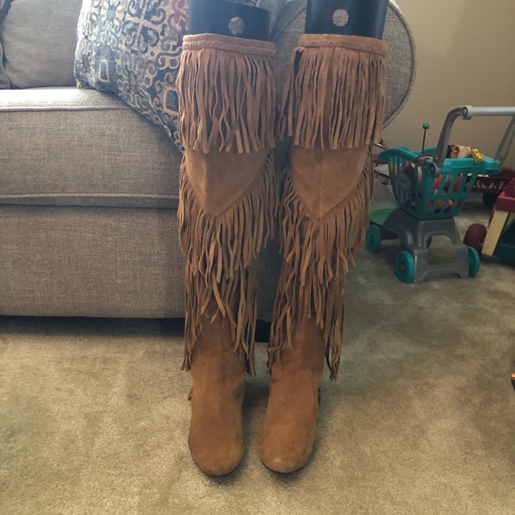 Tall Sam Edelman suede fringe boots - Picture 2 of 9
